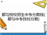 都匀技校招生中专分数线(都匀中专技校分数)