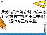 运城师范高等专科学校主攻什么方向有哪些王牌专业(运师专王牌专业)