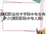濮阳职业技术学院中专生有多少(濮阳职院中专人数)