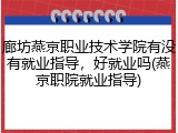 廊坊燕京职业技术学院有没有就业指导，好就业吗(燕京职院就业指导)