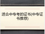 适合中专考的证书(中专证书推荐)