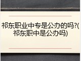 祁东职业中专是公办的吗?(祁东职中是公办吗)