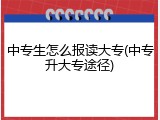中专生怎么报读大专(中专升大专途径)