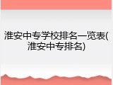 淮安中专学校排名一览表(淮安中专排名)
