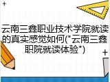 云南三鑫职业技术学院就读的真实感觉如何("云南三鑫职院就读体验")