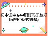 初中读中专中职好吗职校好吗(初中职校选择)