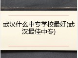 武汉什么中专学校最好(武汉最佳中专)