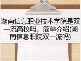 湖南信息职业技术学院是双一流高校吗，简单介绍(湖南信息职院双一流吗)