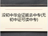 没初中毕业证能去中专(无初中证可读中专)