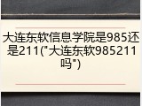 大连东软信息学院是985还是211("大连东软985211吗")