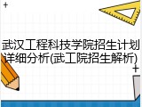 武汉工程科技学院招生计划详细分析(武工院招生解析)
