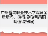 广州番禺职业技术学院含金量量吗，值得报吗(番禺职院值得报吗)
