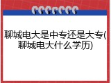 聊城电大是中专还是大专(聊城电大什么学历)
