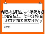合肥共达职业技术学院有哪些知名校友，简单分析(合肥共达知名校友分析)
