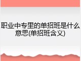 职业中专里的单招班是什么意思(单招班含义)