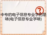 中专的电子信息专业学的是啥(电子信息专业学啥)