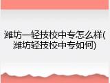 潍坊一轻技校中专怎么样(潍坊轻技校中专如何)