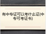 有中专证可以考什么证(中专可考证书)