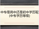中专是高中还是初中学历呢(中专学历等级)