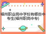 福州职业高中学校有哪些中专生(福州职高中专)