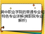 冀中职业学院的普通专业和特色专业详解(冀职院专业解析)
