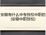 安徽有什么中专技校中职的(安徽中职技校)