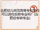 合肥幼儿师范高等专科学校可以进校后转专业吗？(合肥幼专转专业)