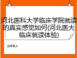 河北医科大学临床学院就读的真实感觉如何(河北医大临床就读体验)