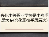 兴化中等职业学校是中专还是大专(兴化职校学历层次)