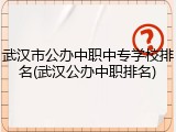 武汉市公办中职中专学校排名(武汉公办中职排名)