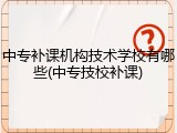 中专补课机构技术学校有哪些(中专技校补课)