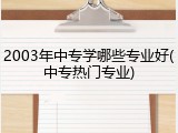 2003年中专学哪些专业好(中专热门专业)