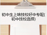 初中生上啥技校好中专呢(初中技校选择)