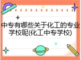 中专有哪些关于化工的专业学校呢(化工中专学校)