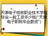 天津电子信息职业技术学院毕业一般工资多少钱("天津电子职院毕业薪资")