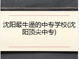 沈阳最牛逼的中专学校(沈阳顶尖中专)
