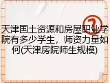 天津国土资源和房屋职业学院有多少学生，师资力量如何(天津房院师生规模)