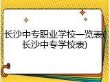 长沙中专职业学校一览表(长沙中专学校表)
