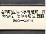 定西职业技术学院是双一流高校吗，简单介绍(定西职院双一流吗)