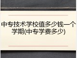 中专技术学校值多少钱一个学期(中专学费多少)