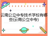 云南公立中专技术学校有哪些(云南公立中专)