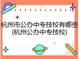 杭州市公办中专技校有哪些(杭州公办中专技校)