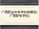 广西职业中专学校有哪些(广西职专学校)
