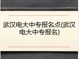武汉电大中专报名点(武汉电大中专报名)