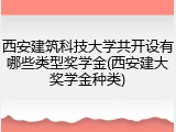 西安建筑科技大学共开设有哪些类型奖学金(西安建大奖学金种类)