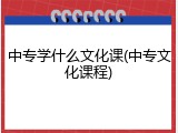 中专学什么文化课(中专文化课程)