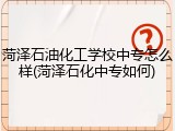 菏泽石油化工学校中专怎么样(菏泽石化中专如何)