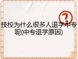 技校为什么很多人退学中专呢(中专退学原因)