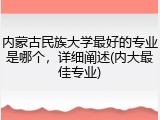 内蒙古民族大学最好的专业是哪个，详细阐述(内大最佳专业)