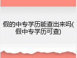 假的中专学历能查出来吗(假中专学历可查)